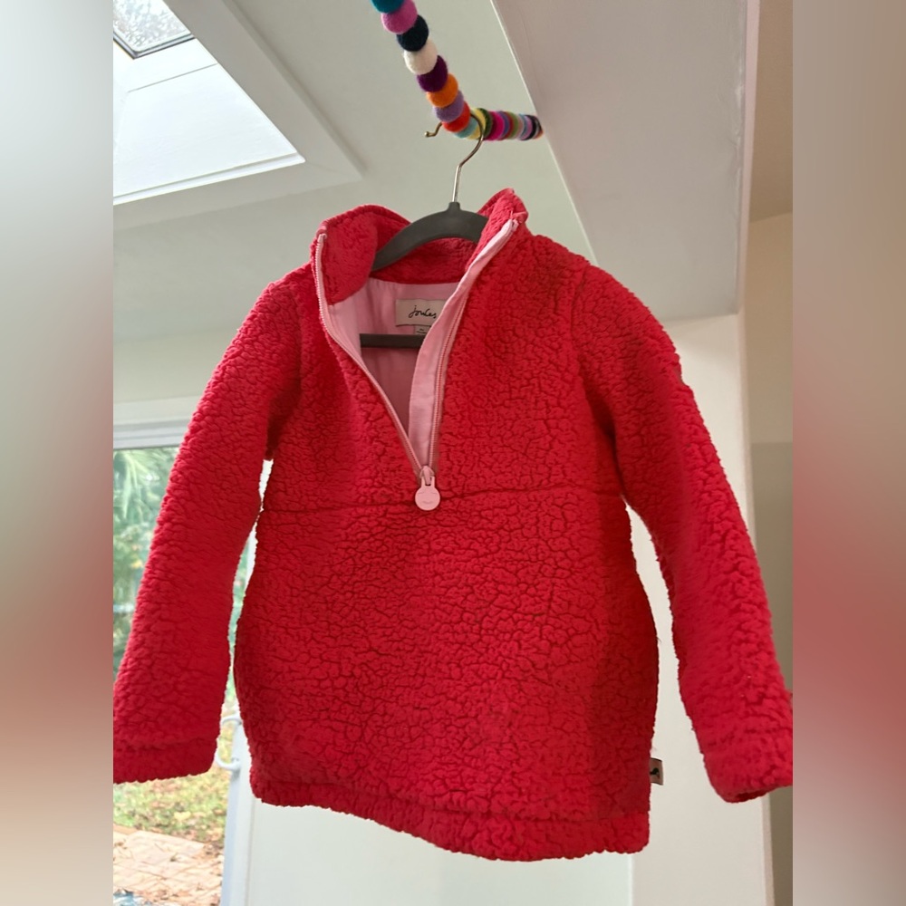 Joules Poppy Red Fleece Pullover Jacket Coat Toddler Kids Unisex Size 5 Year